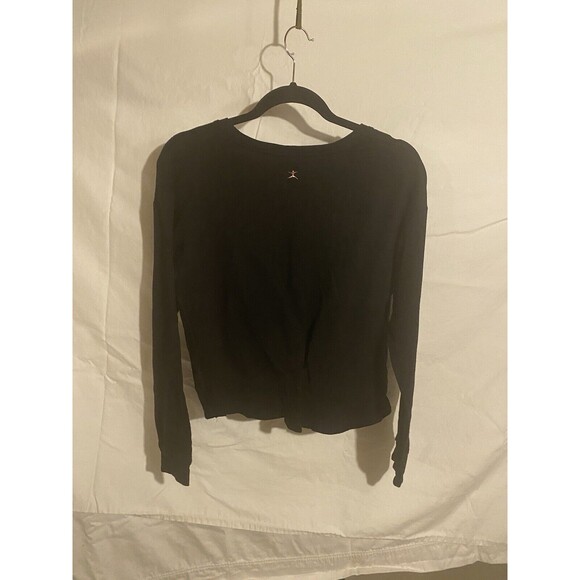 Danskin Long Sleeve Black T Shirt Size Medium With Tie Twist Front - Picture 5 of 5